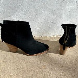 Splendid, black, suede, wood heel, ankle boot size 7.5M